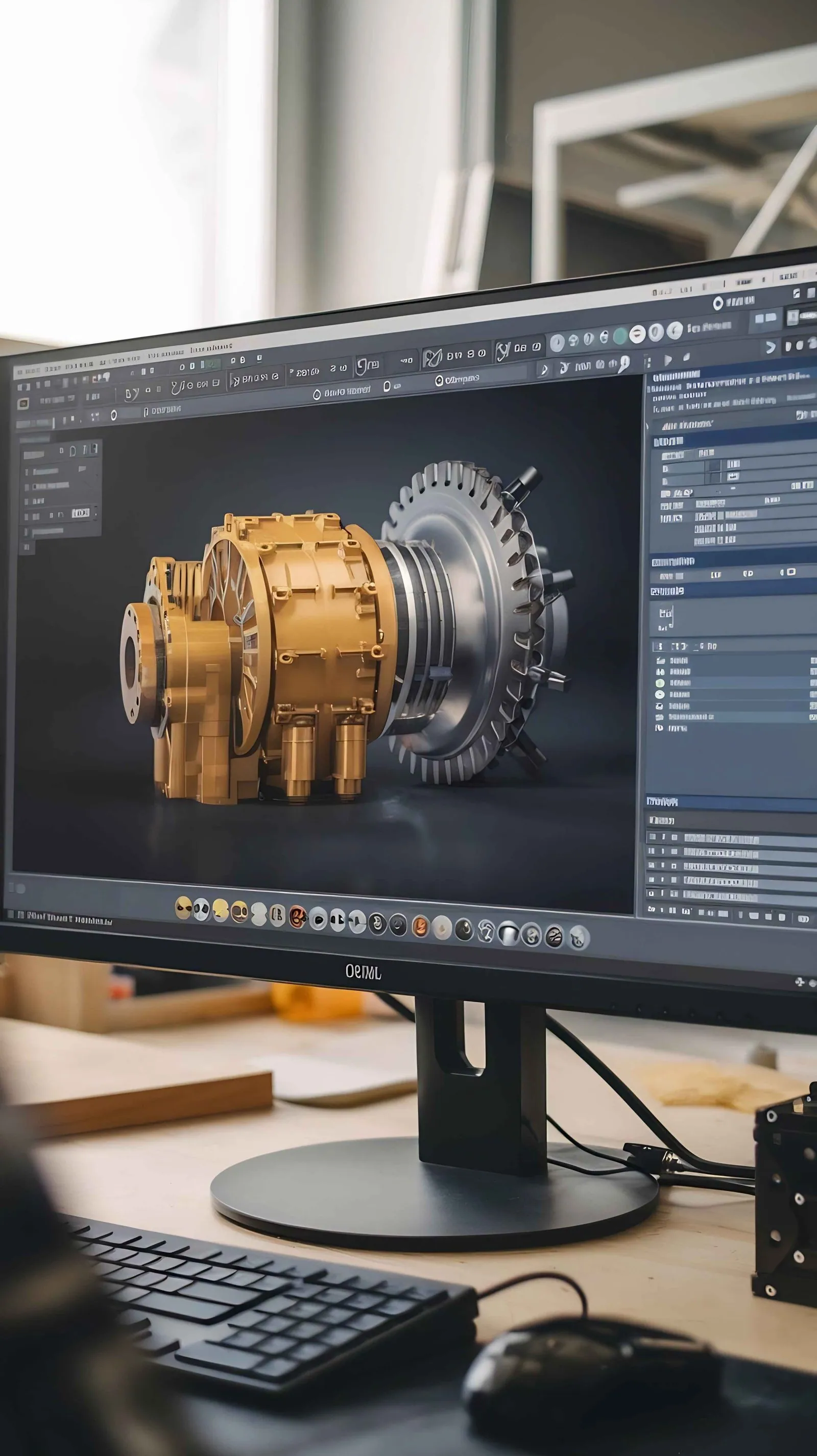 CAD-tekening van een machineonderdeel op een beeldscherm — IT afgestemd op jouw werkvloer